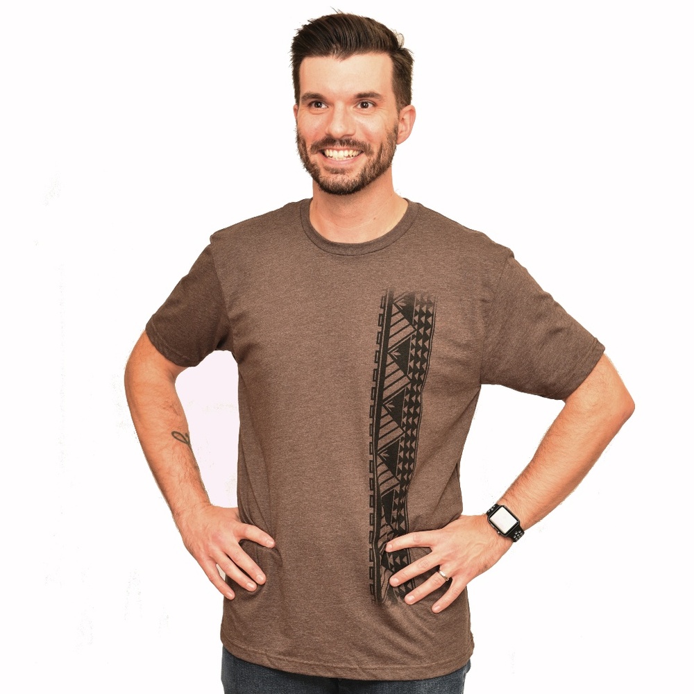 Poly-Cotton Blend T Shirt with Samoan Tattoo Print